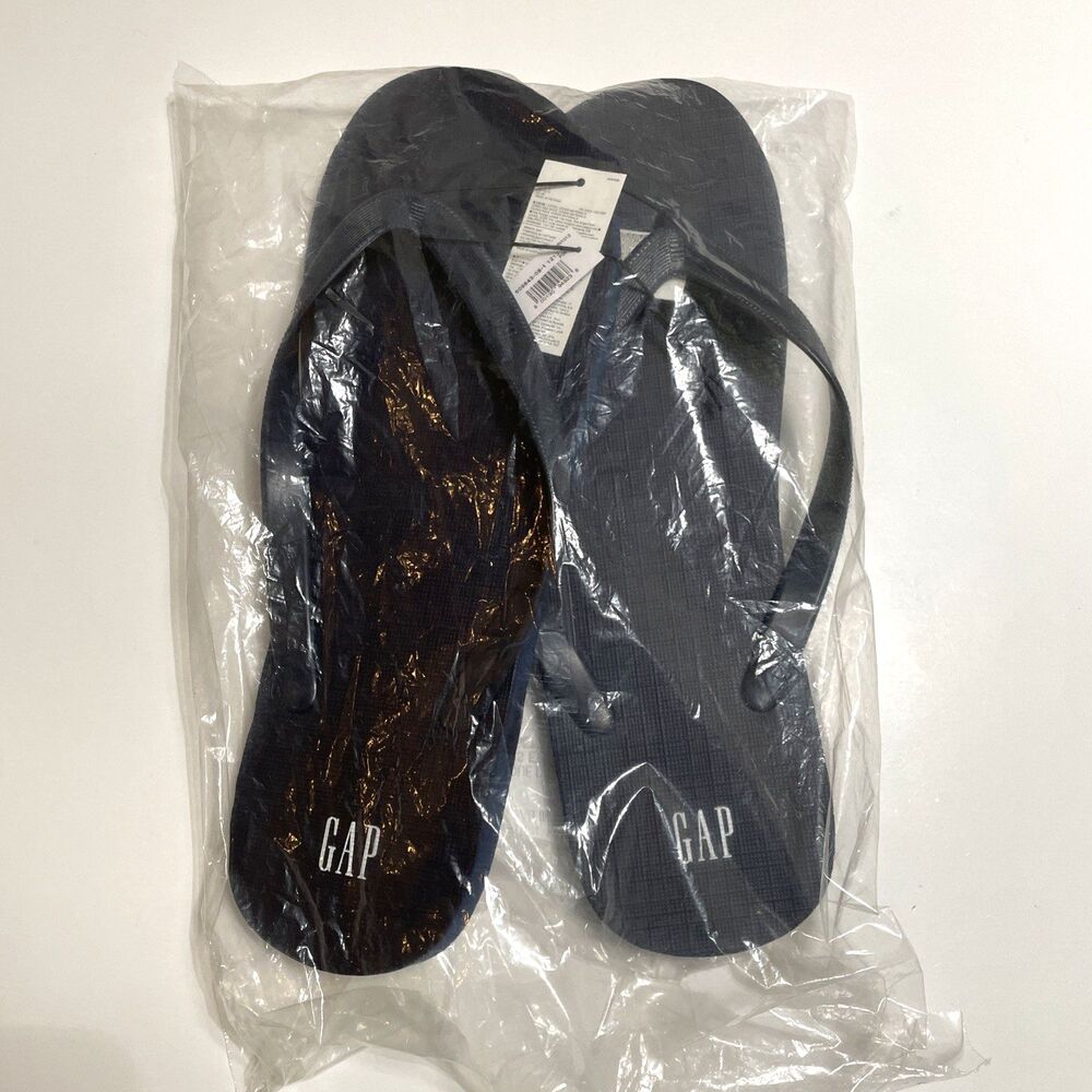 New Gap Men's Flips Flops / Sandals Size 12 - 13 Navy Blue Logo NWT
